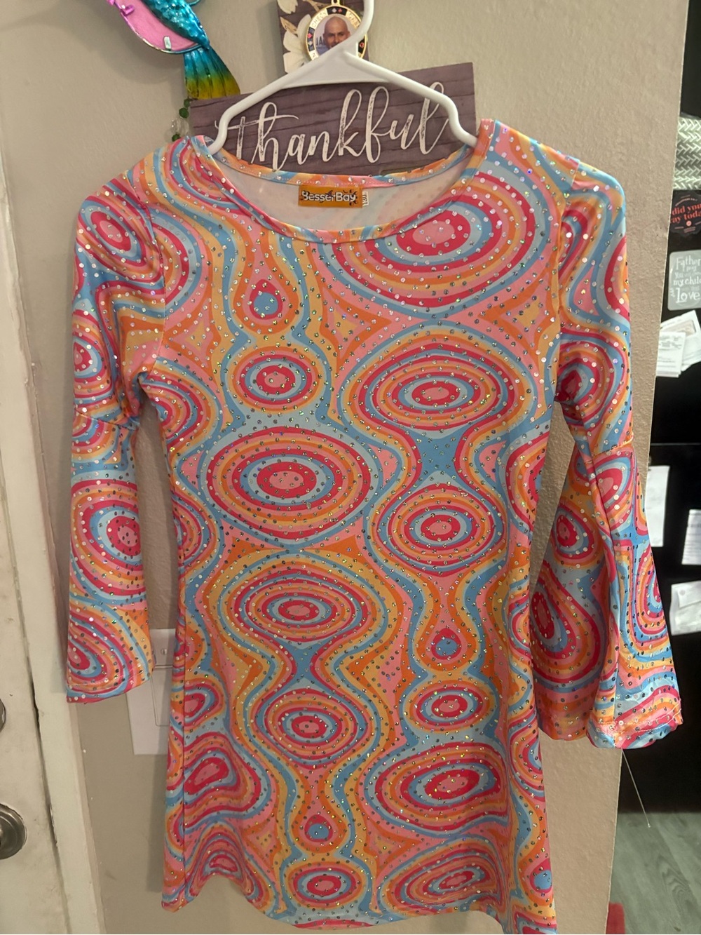 Multicolor Swirl Long-Sleeve dress